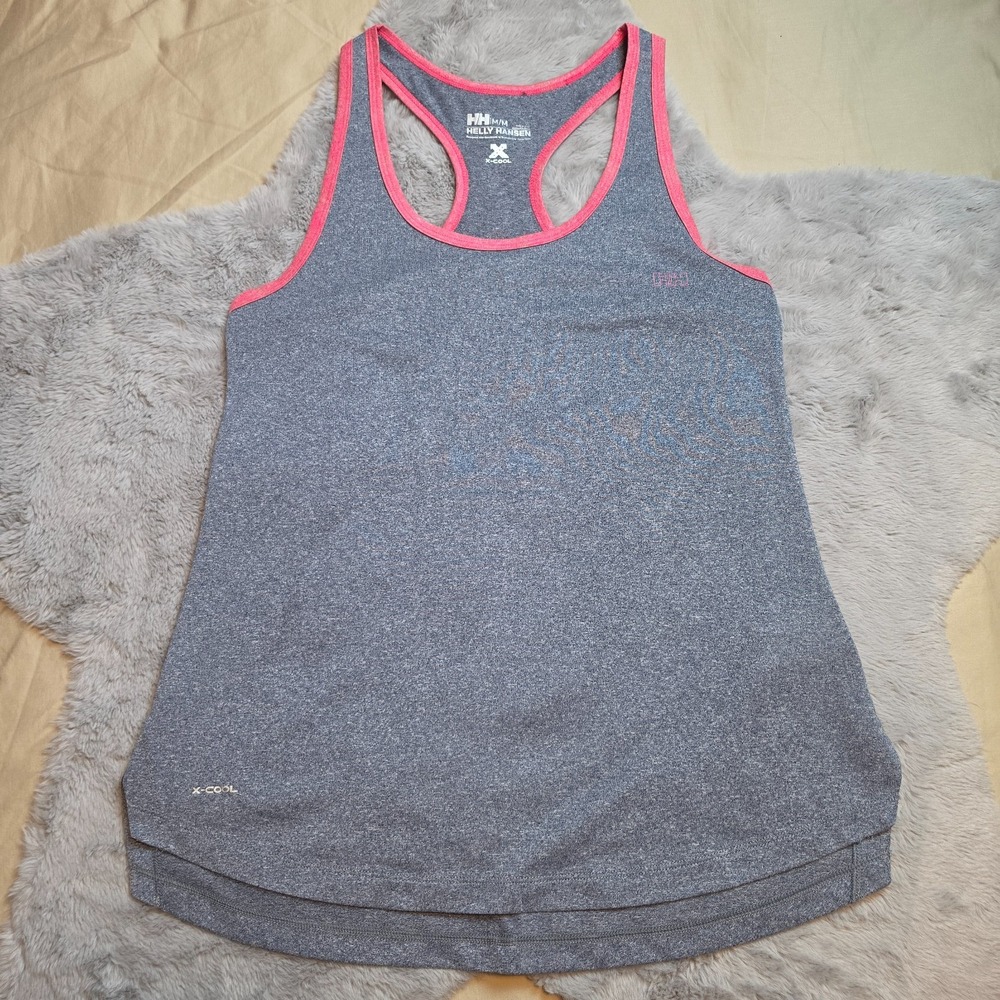 Helly Hansen X-Cool Racerback Active Tank Top Heather Gray Pink Size Medium